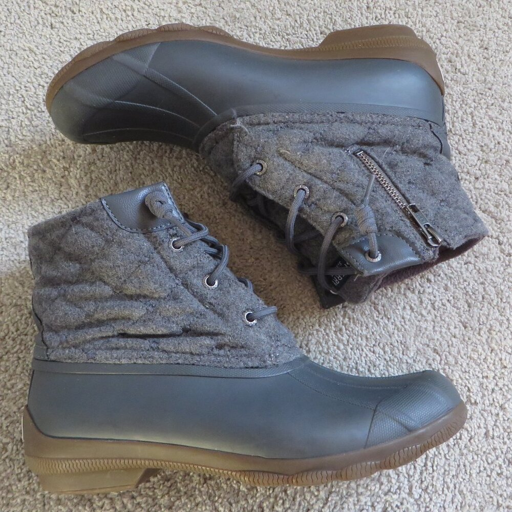 Sperry Womens Syren Gulf Wool Duck Boots Size 8 Gray Quilt Design Waterproof